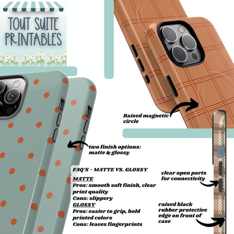 Fall Plaid Magnetic Phone Case, Polka dot Fall Accessories, Magsafe compatible with iPhone 14, 15, 16, 17 image 6
