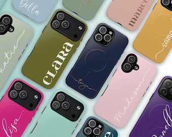 Funda magnética resistente y personalizable para teléfono, compatible con MagSafe y iPhone.