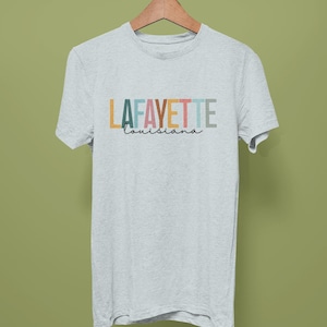 Lafayette Louisiana Boho Colors Unisex Tee, Bella Canvas Trendy Design, Gift for Him/Her, Short Sleeve Shirt, Festival Fashion, Souvenir Top