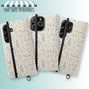Wildflower Wallet Phone Case Folio Flip Case Compatible with iphones 12, 13, 14, 15, 16 Samsung Galaxy S21 S22 S23 S24 S25 wallet phone case