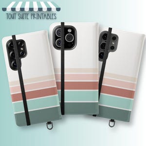Striped Faux Leather Wallet Phone Case: iPhone, Galaxy with Stand