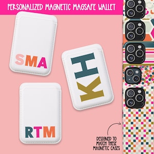 Cartera MagSafe personalizada: cartera personalizada para iPhone, tarjetero delgado, cartera magnética para teléfono, regalo para una amiga, colores lindos, regalo para ella