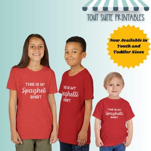 Spaghetti Tshirt, "This is my spaghetti shirt" Funny shirt for the messy eater, Unisex Jersey Short Sleeve Tee afbeelding 3