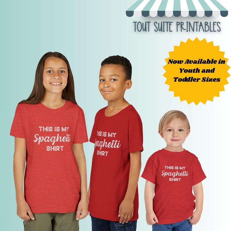 Spaghetti Tshirt, "This is my spaghetti shirt" Funny shirt for the messy eater, Unisex Jersey Short Sleeve Tee afbeelding 3