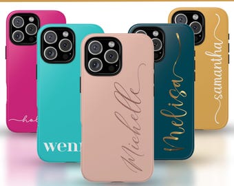 Personalized iPhone Tough Case: Custom Name & Color, Impact Resistant