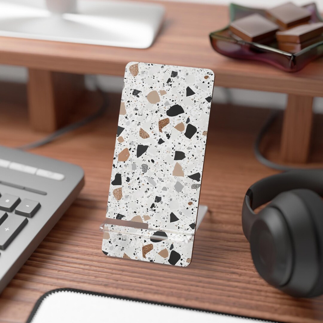Phone Stand Pattern Terrazzo Pattern Phone Stand: Mid-century Modern Desk Organizer - Etsy