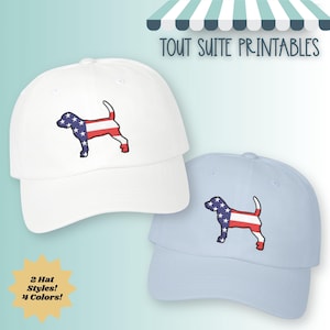 Embroidered Beagle American Flag Hat: Snapback Trucker Cap