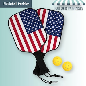 American Flag Pickleball Paddle Set: USA Wood Paddles, 2 Balls, Carry Bag