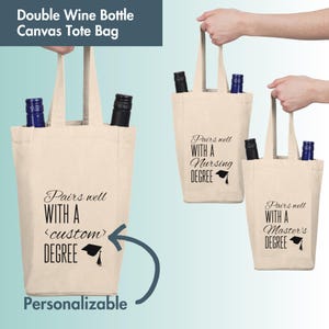Abschlusswein-Einkaufstasche, niedlicher doppelter Flaschenträger, Geschenk für bestandene, College-Abschluss-Feier, Zubehör des Weinliebhabers