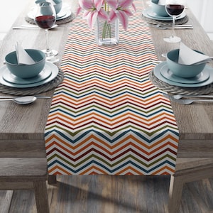 Fall Chevron Table Runner: Cozy Thanksgiving Dining Decor