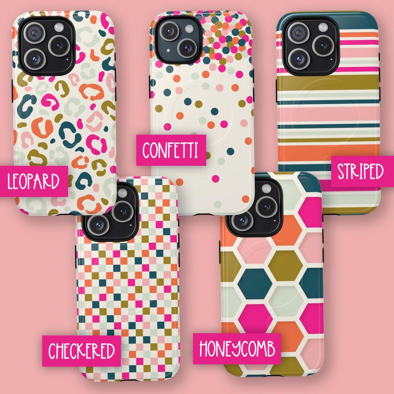Funda magnética colorida para teléfono, rosa, naranja y verde. Funda magnética resistente para teléfono. imagen 4