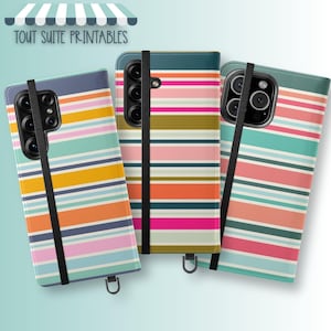 Striped Vegan Leather Wallet Phone Case: iPhone, Galaxy