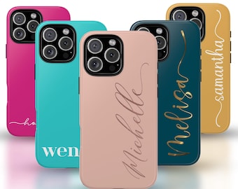 Capa resistente personalizada para iPhone, capa de telefone personalizada, cor e nome personalizados, capa de telefone compatível com modelos iPhone 11 12 13 14 15 16