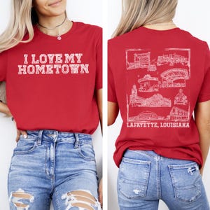Lafayette Louisiana Sketches T-Shirt, City Landmark Graphic Tee, Unisex Jersey Shirt, Cultural City Tee, Townscape Souvenir Shirt