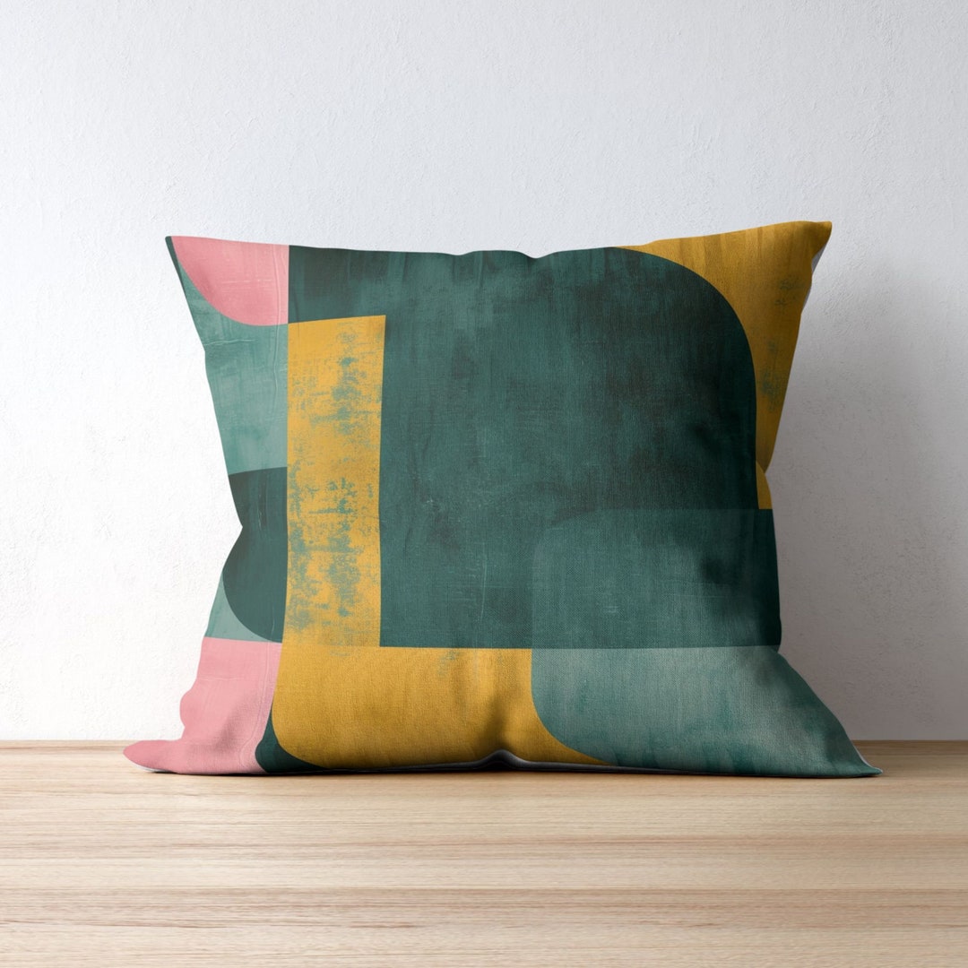 Colorblock Accent Pillow: Green, Pink, Yellow, Teal - 4 Sizes - Etsy