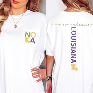 NOLA Pocket T-Shirt: Louisiana Souvenir Tee, Mardi Gras Gift