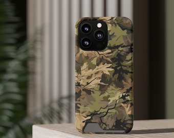 Camo Phone Case With Card Holder | Holds 1 card | Tough case | Compatible with iphone 13 and Samsung s21 and s22 | Camoflauge Pattern