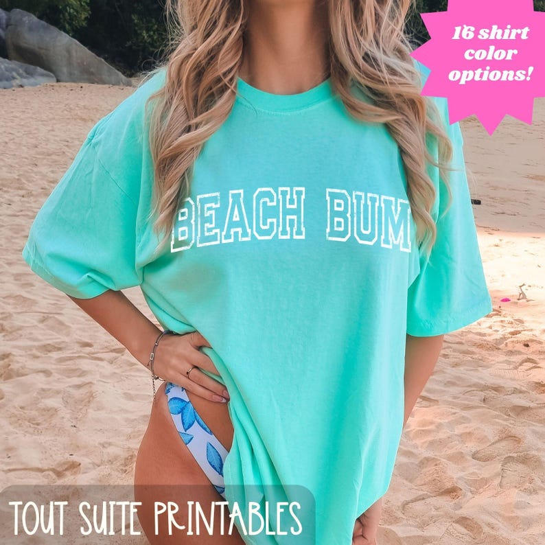 Beach Bum T-shirt, Comfort Colors Tshirt, Beach Bum Shirt, Vacation Shirt, Beach T-shirt, Unisex Garment-Dyed T-shirt image 1