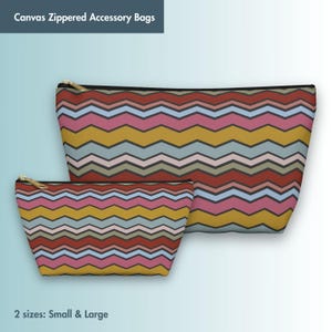Zig Zag Canvas Toiletry Bag: Colorful Makeup Pouch