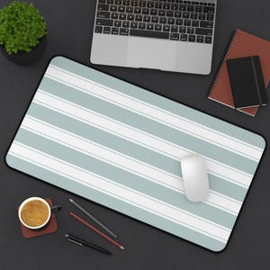 Blue Striped Desk Mat: Stylish Office Decor Mouse Pad