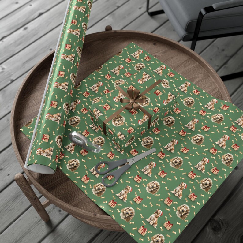 Cocker Spaniel Wrapping Paper, Cute Pet Gift Wrap, Holiday Gift Wrap ...