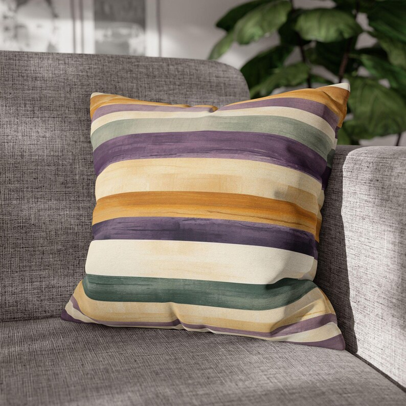 Mardi Gras Stripe Throw Pillow | Purple, Green, and Gold Home Decor image 6