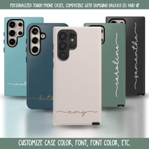 Gepersonaliseerde stoere hoes voor Samsung, telefooncover in aangepaste kleur, naaminitialen monogram, compatibel met Samsung Galaxy 20, 21, 22, 23, 24