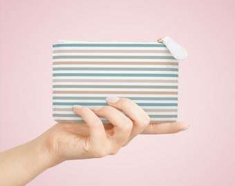 Strandachtige pastelgestreepte clutch portemonnee | Mini-clutchtasje | Kleine clutch | Kleine portemonnee