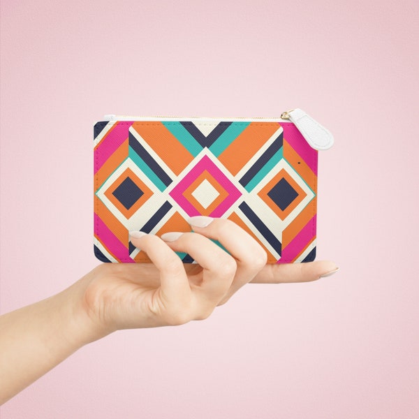 Colorful Geometric Pattern #1 Mini Clutch Bag | Clutch Wallet | Pink, Orange, Teal Print