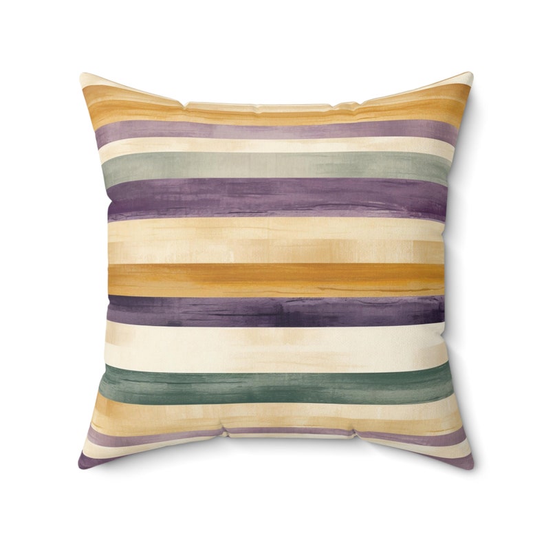 Mardi Gras Stripe Throw Pillow | Purple, Green, and Gold Home Decor image 10