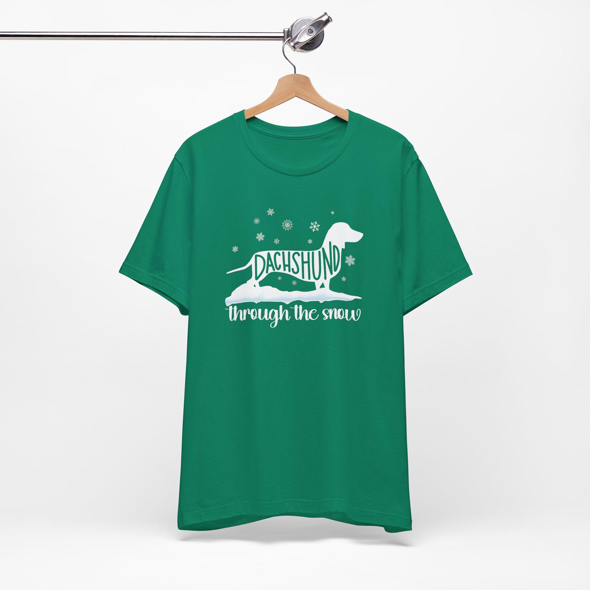 Dackel Durch Das Schnee-T-Shirt, Weihnachtshundeliebhaber-T-Stück