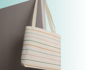 Minimalist Striped Tote Bag, Chic Re-usable Shopping Bag