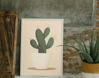 サボテン絵　専用 サボテンのイラストアートプリントバンドル：アートプリント3枚セット