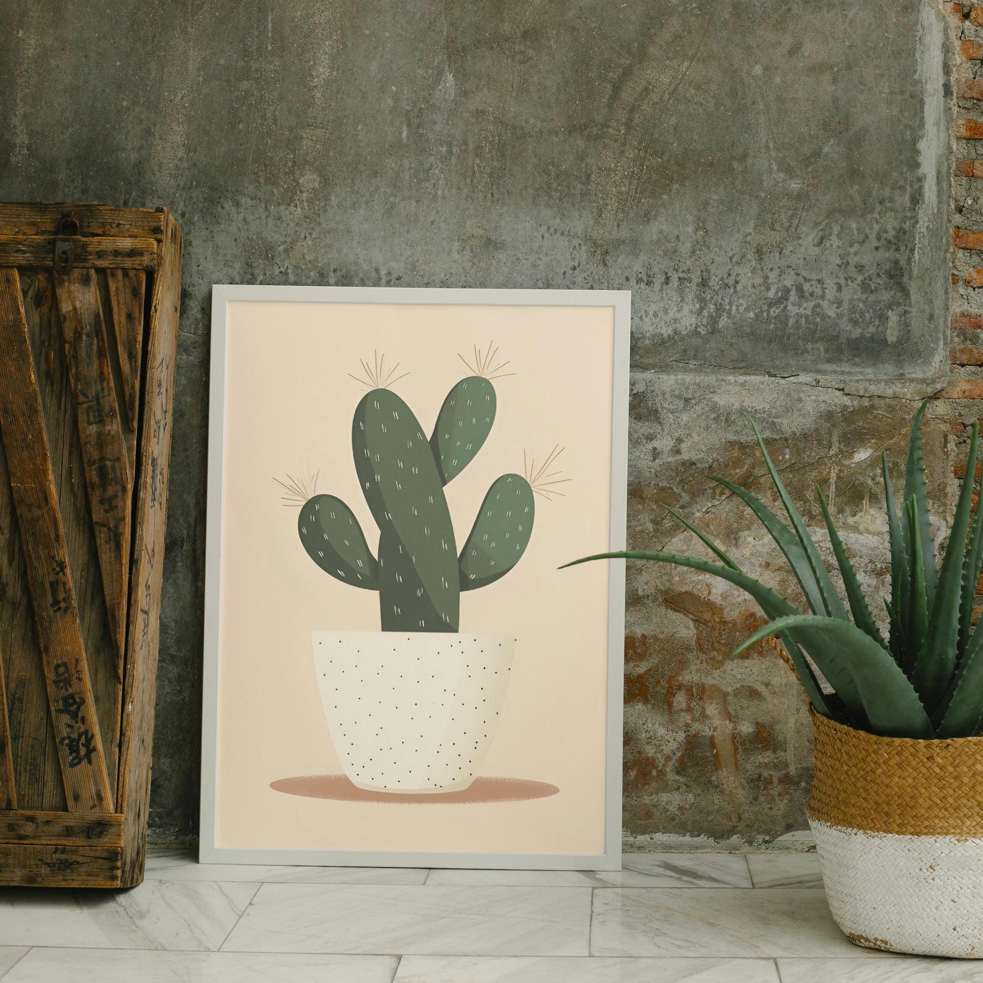 サボテンのイラストアートプリントバンドル：アートプリント3枚セット