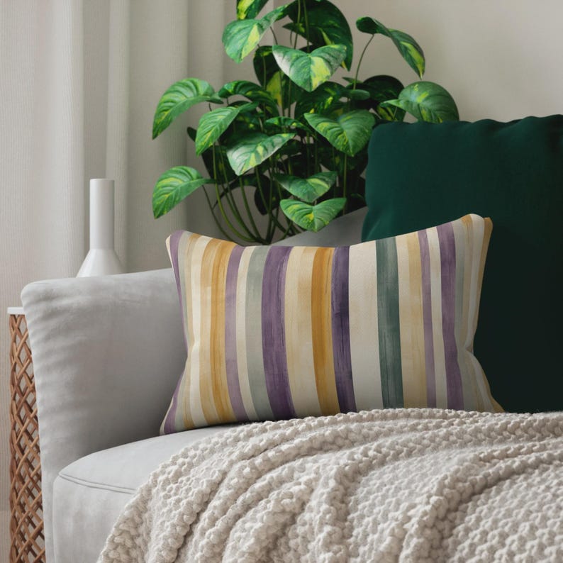 Mardi Gras Stripe Throw Pillow | Purple, Green, and Gold Home Decor image 11