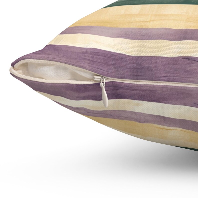Mardi Gras Stripe Throw Pillow | Purple, Green, and Gold Home Decor image 9