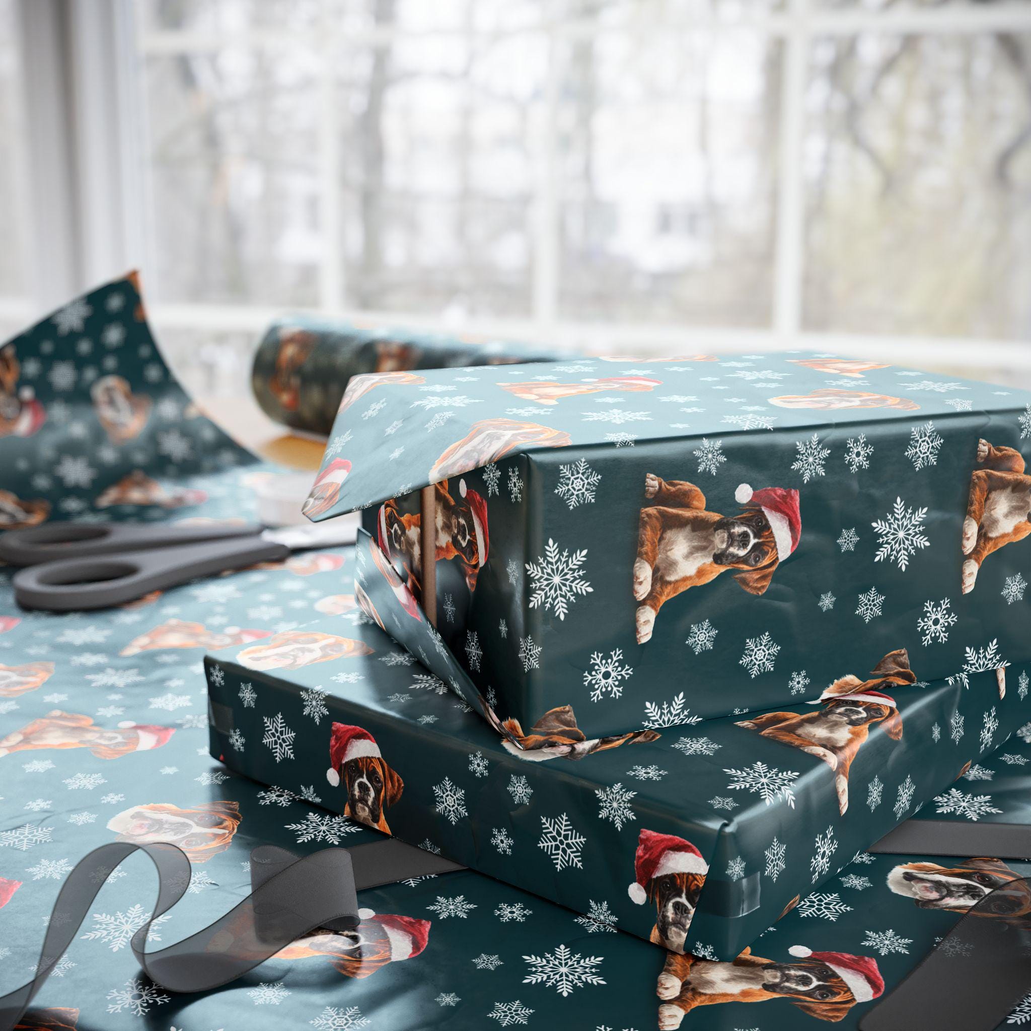 Boxer Wrapping Paper, Cute Dog Gift Wrap, Holiday Gift Wrap, Dog Lover ...