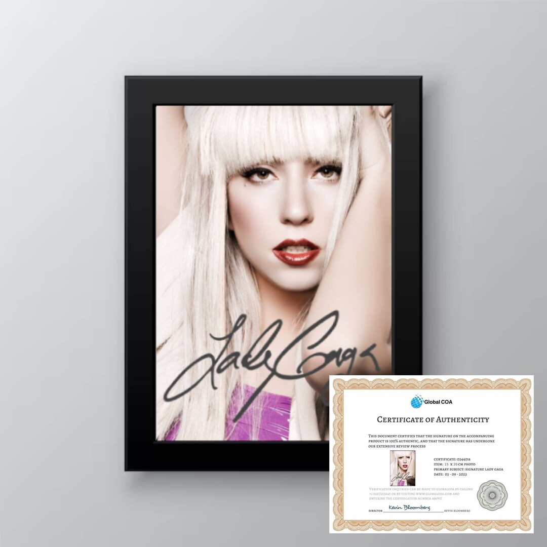 LADY GAGA Signed Photo Authentic Autograph Certificate of Etsy