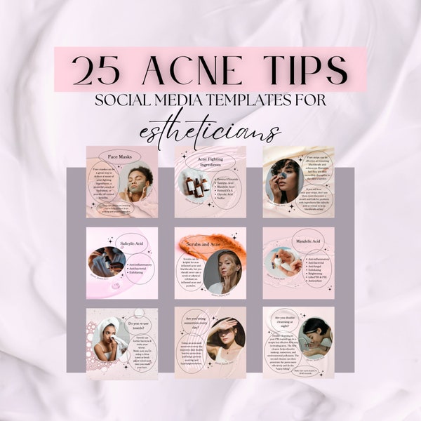 Esthetician Acne Tip Instagram Templates for Aestheticians Skincare Instagram Post Acne Expert Esthetician Resource