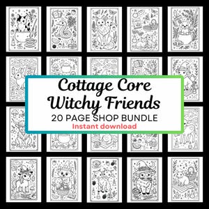 Cottage Core Witchy Friends Bold and Easy Printable Coloring Pages