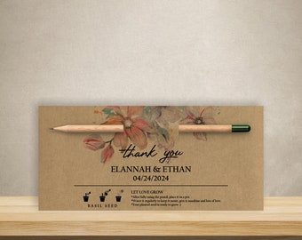 Personalized Seed Pencil for Wedding Favors, Bulk Wedding Favor, Rustic Customized Wedding Gift, Custom Thank You Gifts, Baptism Favors