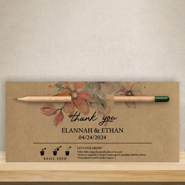 Personalized Seed Pencil for Wedding Favors, Bulk Wedding Favor, Rustic Customized Wedding Gift, Custom Thank You Gifts, Baptism Favors