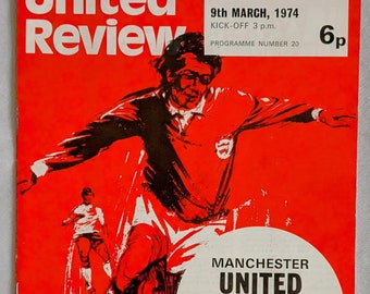 Manchester United Glasgow Rangers Match Programme March 1974 Old Trafford Original Vintage UK Football Merchandise Memorabilia