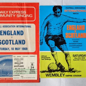 England Scotland 1969 Home Internationals Programme Ticket Community Singing Sheet Wembley Original Vintage Football Souvenir Memorabilia