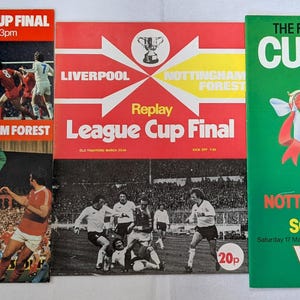 Programas de los 3 partidos de la final de la Copa de la Liga del Nottingham Forest Liverpool 1977/78 (incluida la repetición) Southampton 1978/79 Recuerdos originales del fútbol