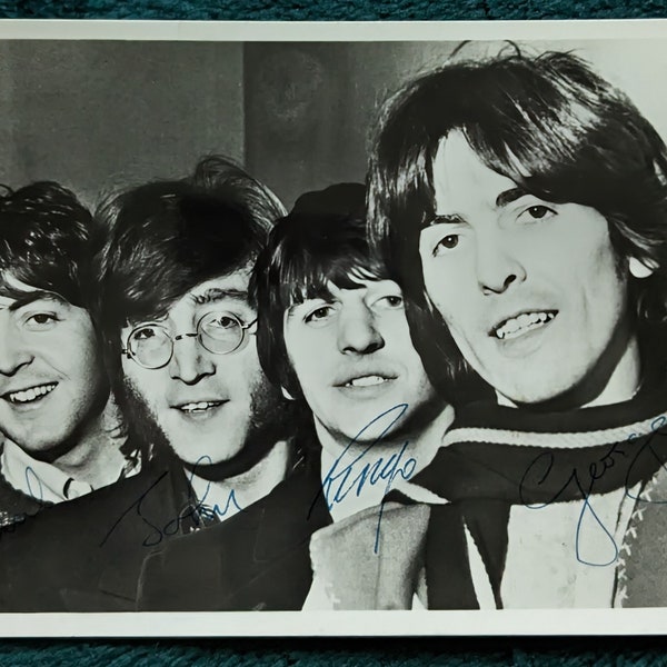 A Rare Set of 3 1960s Beatles Fan Club Photos Signed by Auto Pen Vintage Authentic Original Music Rock Memorabilia Collectibles