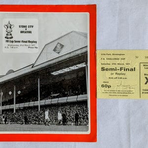 FA Cup Semi Final Replay Programm Ticket Villa Park Double Season Stoke Original Vintage Fußball Souvenir Erinnerungsstücke