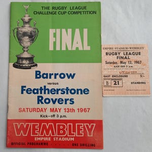 Featherstone Rovers 1967 Vintage Challenge Cup Final Programme Ticket Original Rugby League Memorabilia
