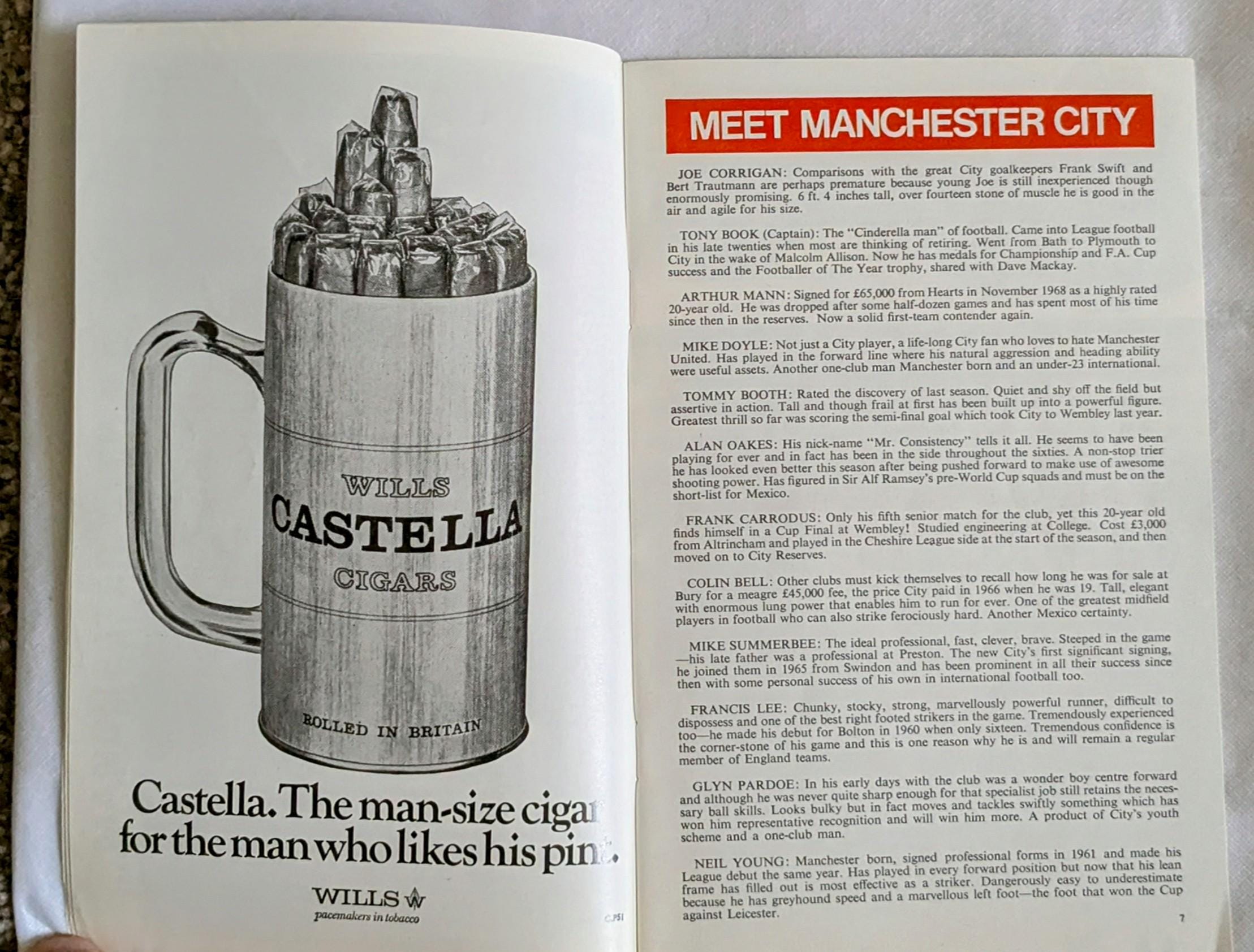Programme Finale Coupe De La Ligue 1970 : Manchester City Vs West Bromwich Albion - Wembley