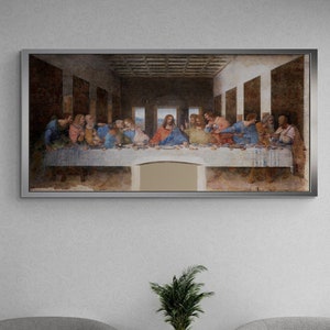 Last Supper Framed Canvas, Leonardo da Vinci Wall Art, Last Supper Canvas, Woman Wall Art, Famous Canvas, Da Vinci Silver Framed Canvas